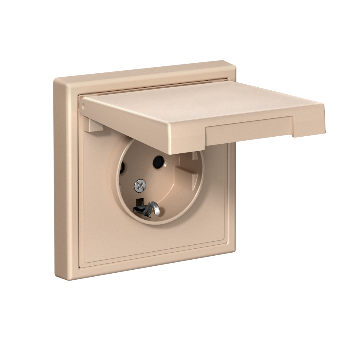 ARTGALLERY РОЗЕТКА с заземл. со шторк. с крышкой, 16А, IP20, механизм, ПЕСОЧНЫЙ