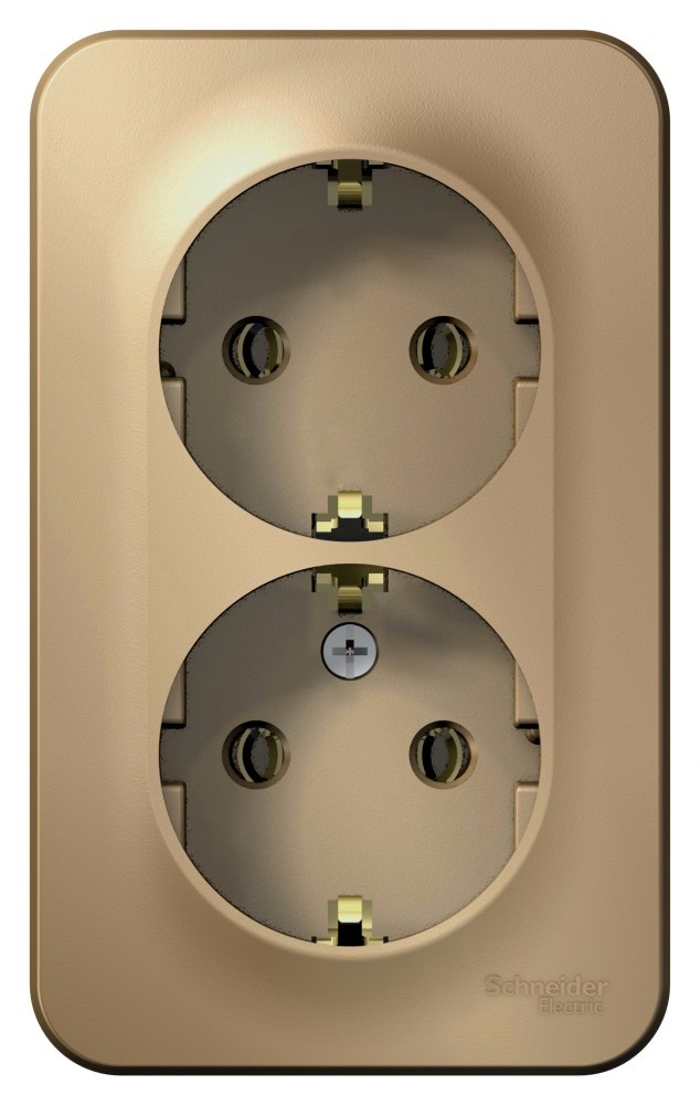 BLANCA О/У РОЗЕТКА двойная с заземлением без шторок, ИЗОЛ.ПЛ., 16А, 250В, ТИТАН