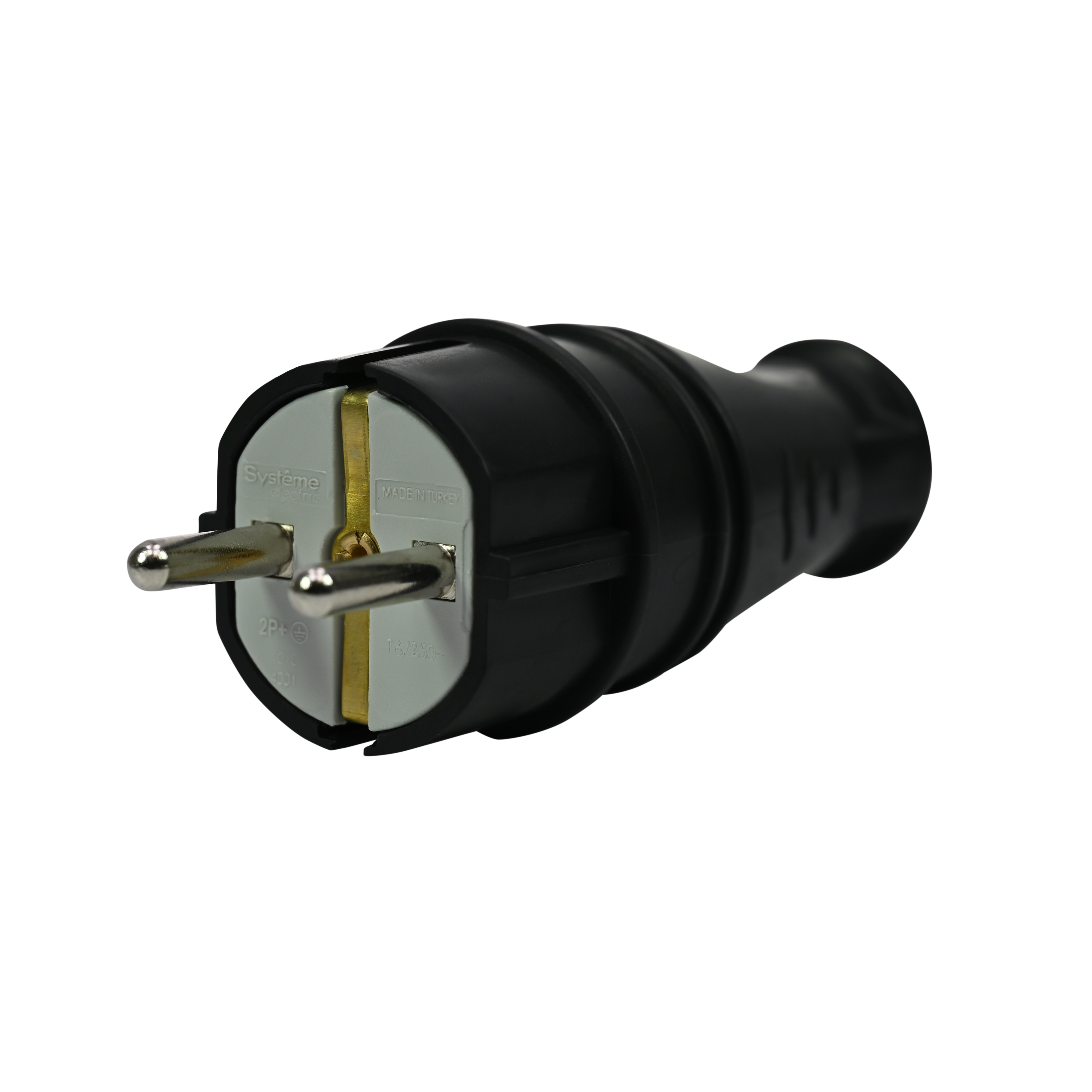 MULTISET Вилка 2К+З прямая каучуковая 16 А/250 В IP44 ЧЁРНАЯ