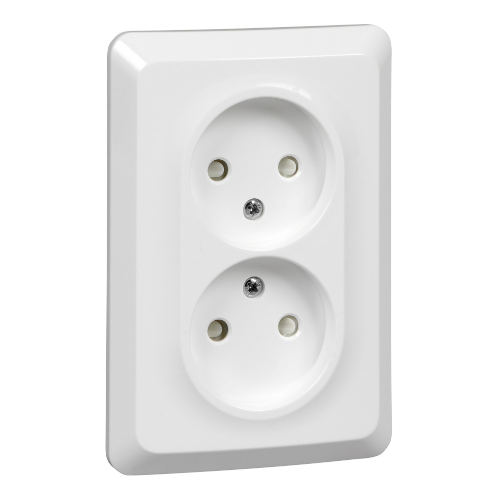Розетка Schneider Electric ЭТЮД 2х-мест. С/У со шт. 16А/250В БЕЛЫЙ