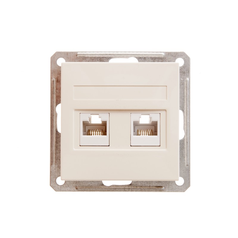 W59 РОЗЕТКА двойная компьютерная RJ45+RJ45 кат. 5e, механизм, СЛОНОВАЯ КОСТЬ