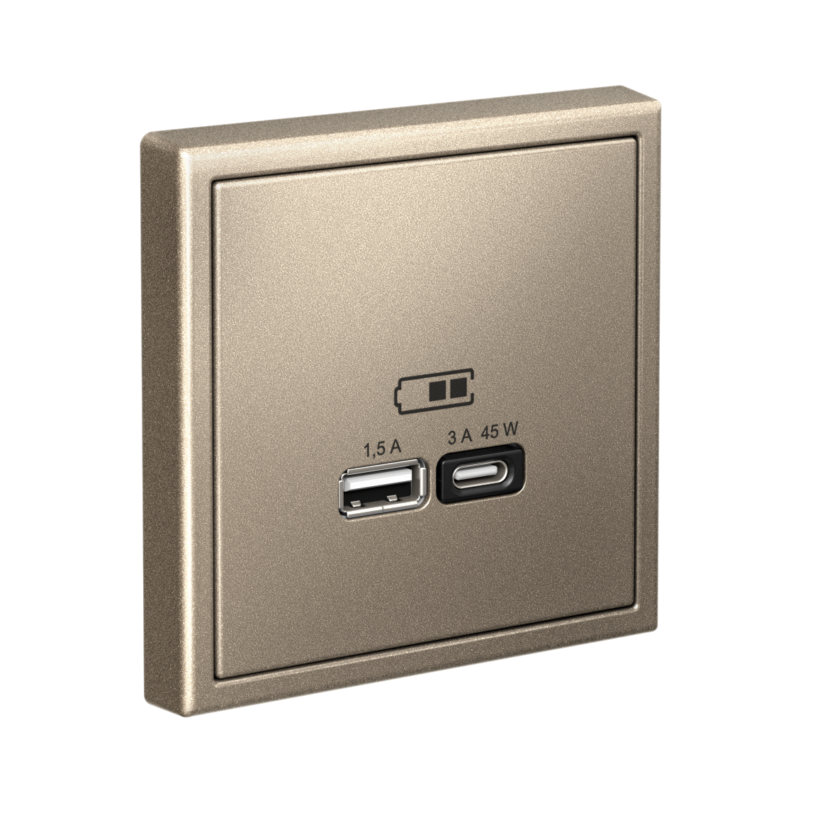 ARTGALLERY USB РОЗЕТКА A + тип-C 45Вт высокоскор.заряд. QC, PD, механизм, ШАМПАНЬ