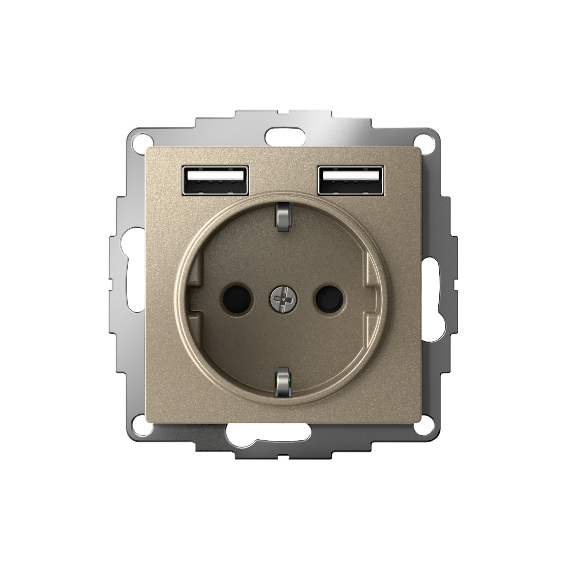 ATLASDESIGN РОЗЕТКА 16А c 2 USB A+A, 5В/2,4А, 2х5В/1,2А, механизм, ШАМПАНЬ