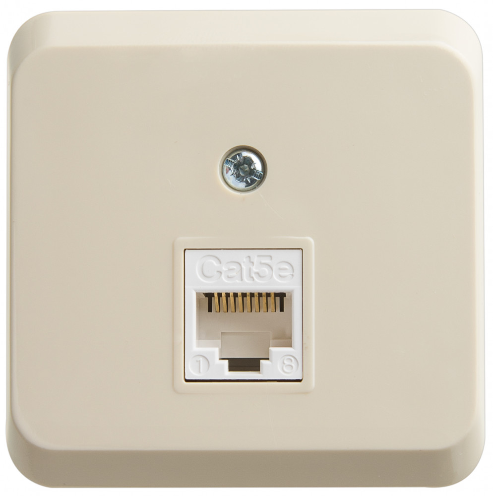 Розетка Schneider Electric ЭТЮД компьютерная RJ45 кат.5е О/У КРЕМОВЫЙ