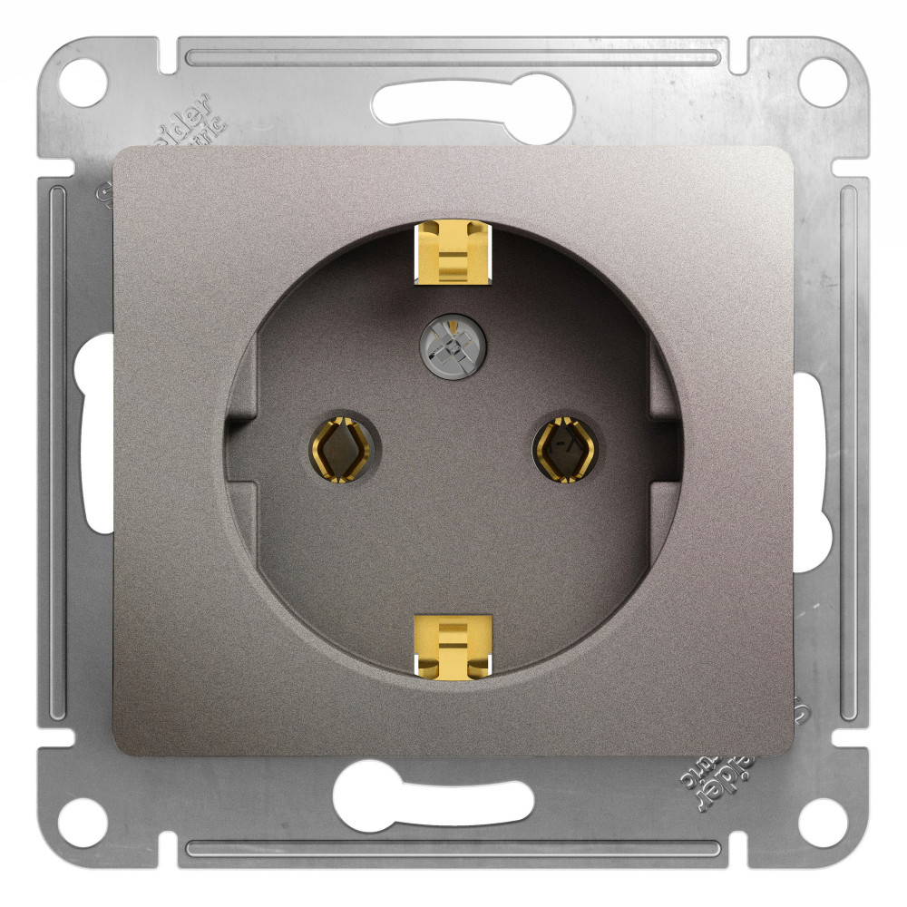 GLOSSA РОЗЕТКА с заземлением без шторок, 16А, механизм, ПЛАТИНА
