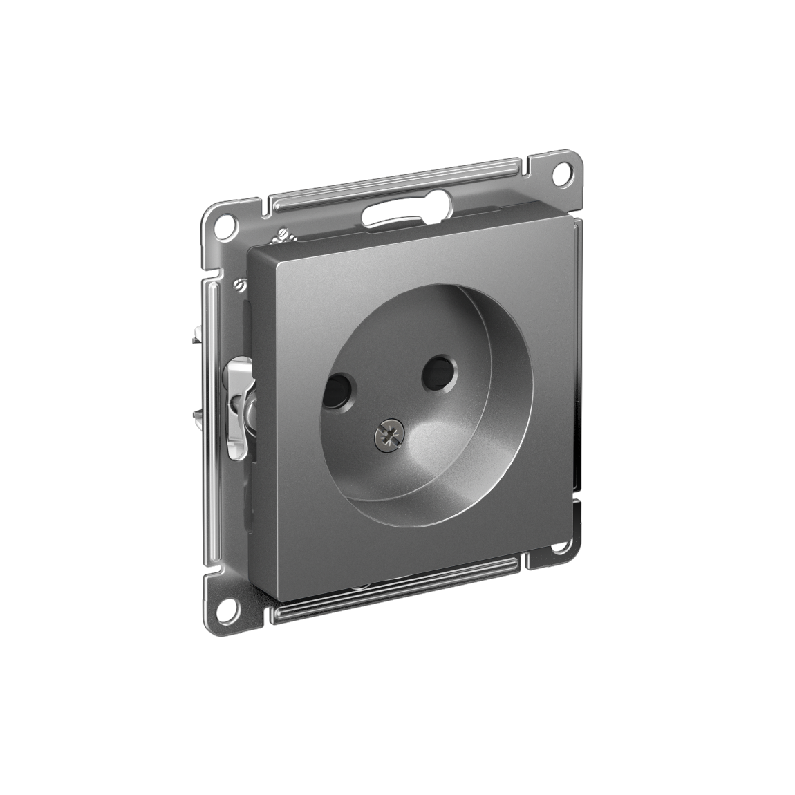 ATLASDESIGN РОЗЕТКА без заземления со шторками, 16А, механизм, СТАЛЬ