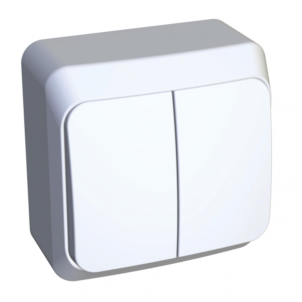 ЭТЮД О/У 2-клавишный ВЫКЛЮЧАТЕЛЬ с подсветкой 10 АХ, БЕЛЫЙ