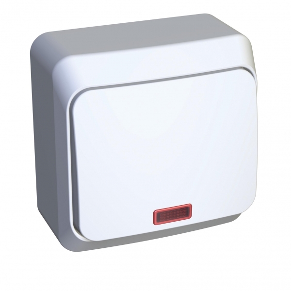 ЭТЮД О/У 1-клавишный ПЕРЕКЛЮЧАТЕЛЬ с подсветкой 10 АХ, БЕЛЫЙ