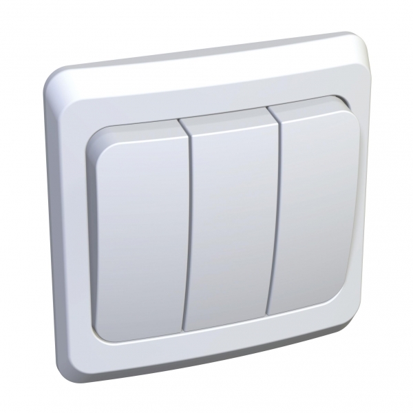 ЭТЮД С/У 3-клавишный ВЫКЛЮЧАТЕЛЬ 10 АХ, БЕЛЫЙ