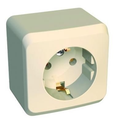 ЭТЮД О/У РОЗЕТКА с заземлением без шторок, 16А, 250B, КРЕМОВЫЙ