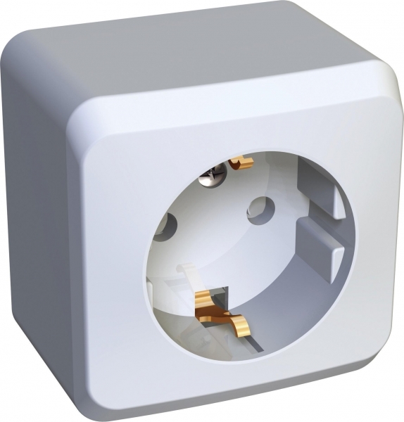 ЭТЮД О/У РОЗЕТКА с заземлением со шторками, 16А, 250В, БЕЛЫЙ