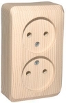 ЭТЮД О/У РОЗЕТКА двойная без заземления без шторок, 16А, 250B, СОСНА