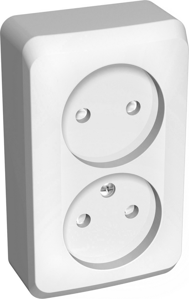 ЭТЮД О/У РОЗЕТКА двойная без заземления со шторками, 16А, 250B, БЕЛЫЙ