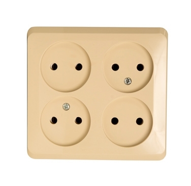 ЭТЮД О/У РОЗЕТКА 4-местная без заземления без шторок, 16А, 250В, КРЕМОВЫЙ