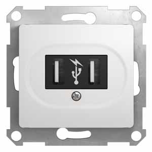 Glossa, USB розетка, 5 В постоянный ток, белый