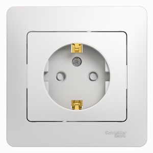 GLOSSA РОЗЕТКА с заземлением со шторками, 16А, в сборе, БЕЛЫЙ