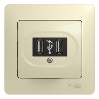 GSL000232 USB розетка 5В/1400мА 2х5В/700мА мех. беж.