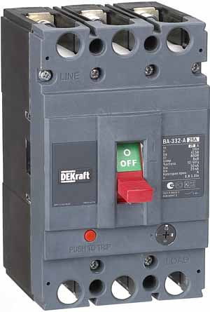 Силовой авт. выкл. 3P 25А c Ir=20А-25А 50кА ВА-332 DEKraft