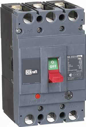 Силовой авт. выкл. 3P 40А c Ir=32А-40А 50кА ВА-332 DEKraft