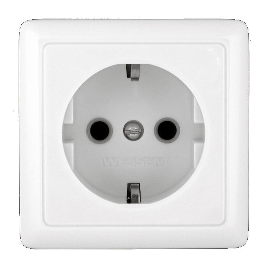 ХИТ О/У РОЗЕТКА с заземлением без шторок, 16А, 250В, БЕЛЫЙ