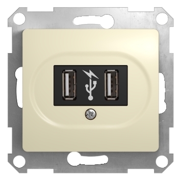 GSL000232 USB розетка 5В/1400мА 2х5В/700мА мех. беж.