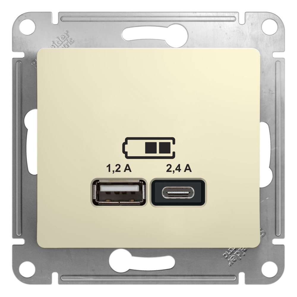 GSL000239 USB розетка A+С, мех, бежевый (1 шт)