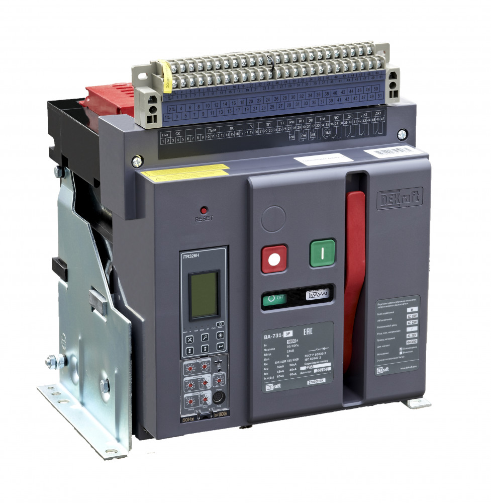 Воздушный авт. выключатель стационарный 3P 1600А 80кА расцепитель Н ВА-731