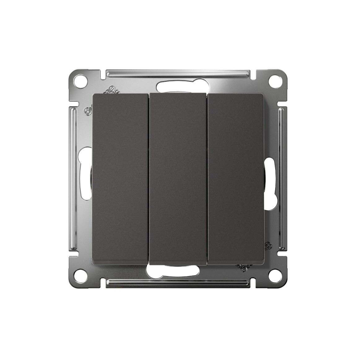 ATLASDESIGN 3-клавишный ВЫКЛЮЧАТЕЛЬ, сх.1+1+1, 10АХ, механизм, БАЗАЛЬТ