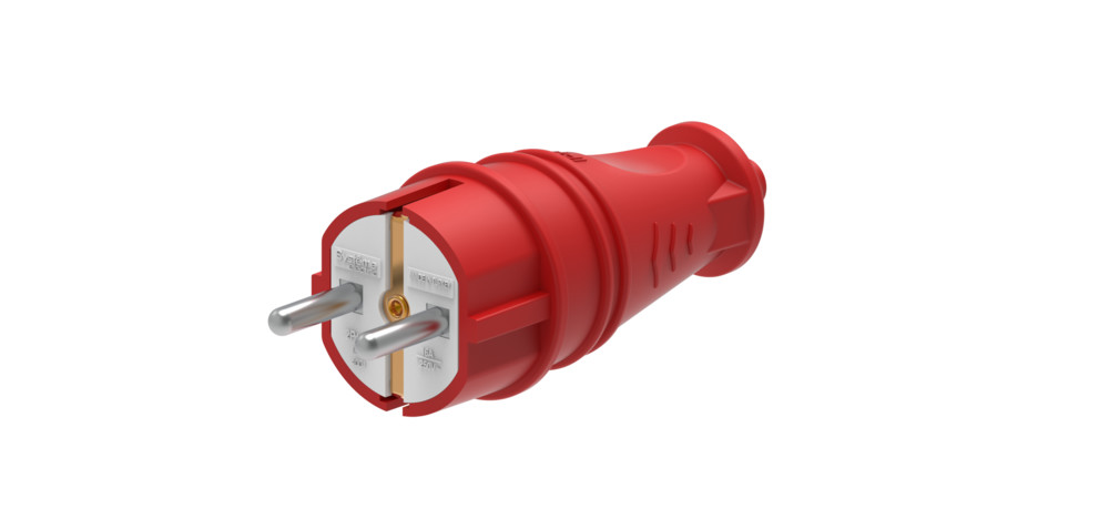 MULTISET Вилка 2К+З прямая каучуковая 16 А/250 В IP44 КРАСНАЯ