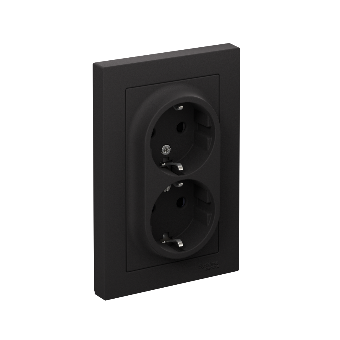 ATLASDESIGN РОЗЕТКА двойная с заземлением со шторками, 16А, в сборе, КАРБОН
