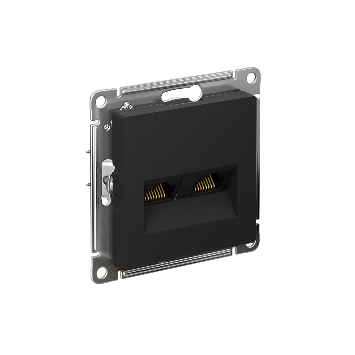 ATLASDESIGN РОЗЕТКА двойная компьютерная RJ45+RJ45 кат. 5e, механизм, КАРБОН