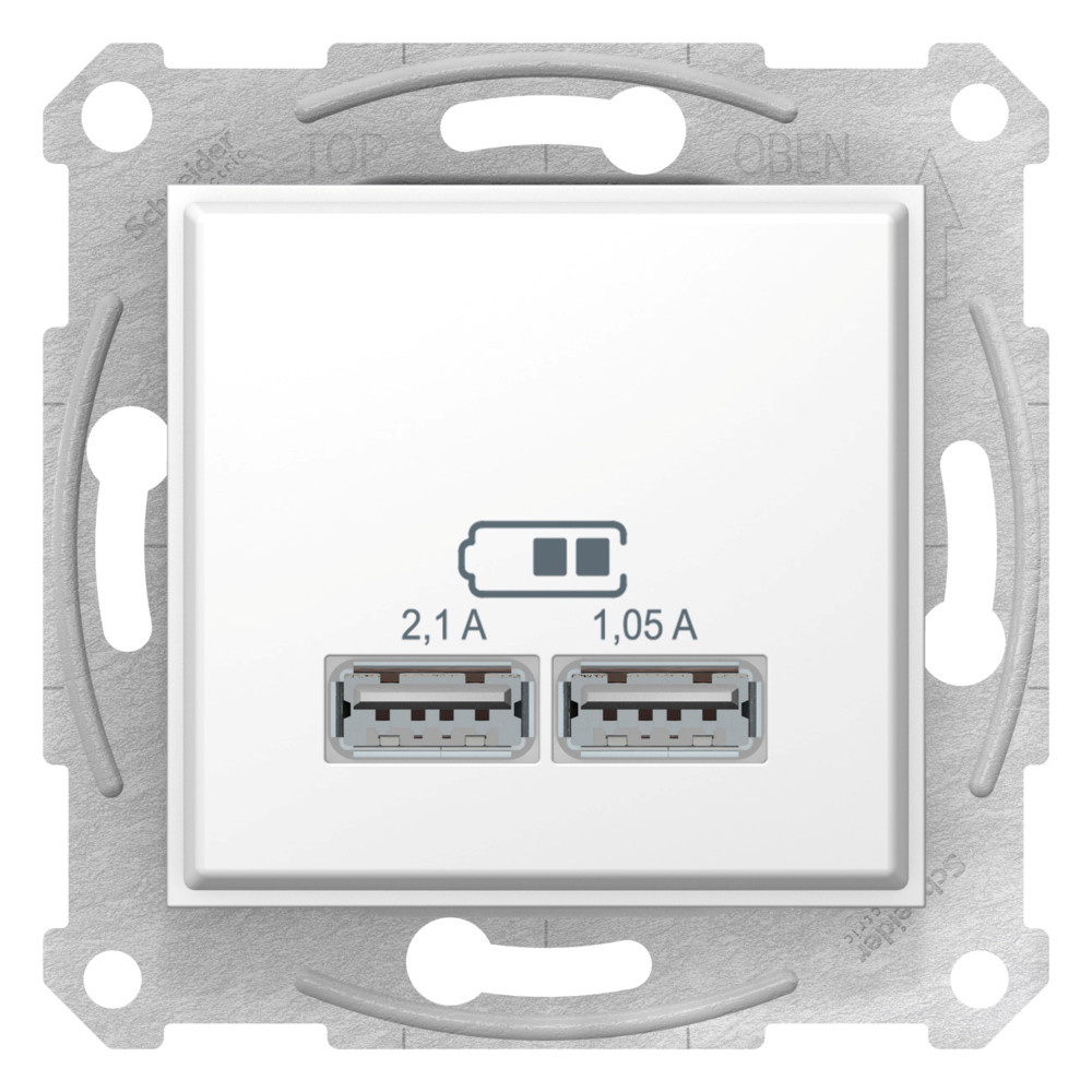 SDN2710221 - SEDNA USB РОЗЕТКА, 2,1А (2x1,05А), БЕЛЫЙ