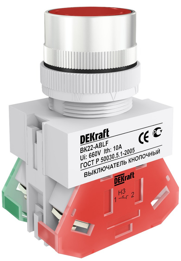Выкл. кноп. ABLF D22 КРАСНЫЙ 220В ВK-22