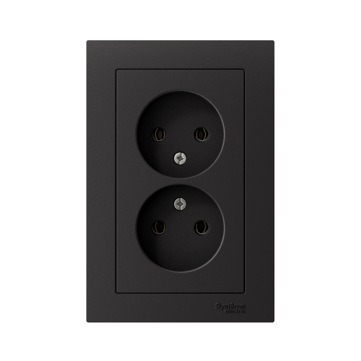 ATLASDESIGN РОЗЕТКА двойная без заземления, 16А, в сборе, КАРБОН