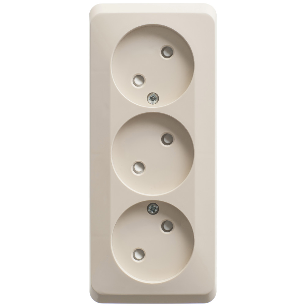 Розетка Schneider Electric ЭТЮД 3х-мест. О/У со шт. 16А/250В КРЕМОВЫЙ