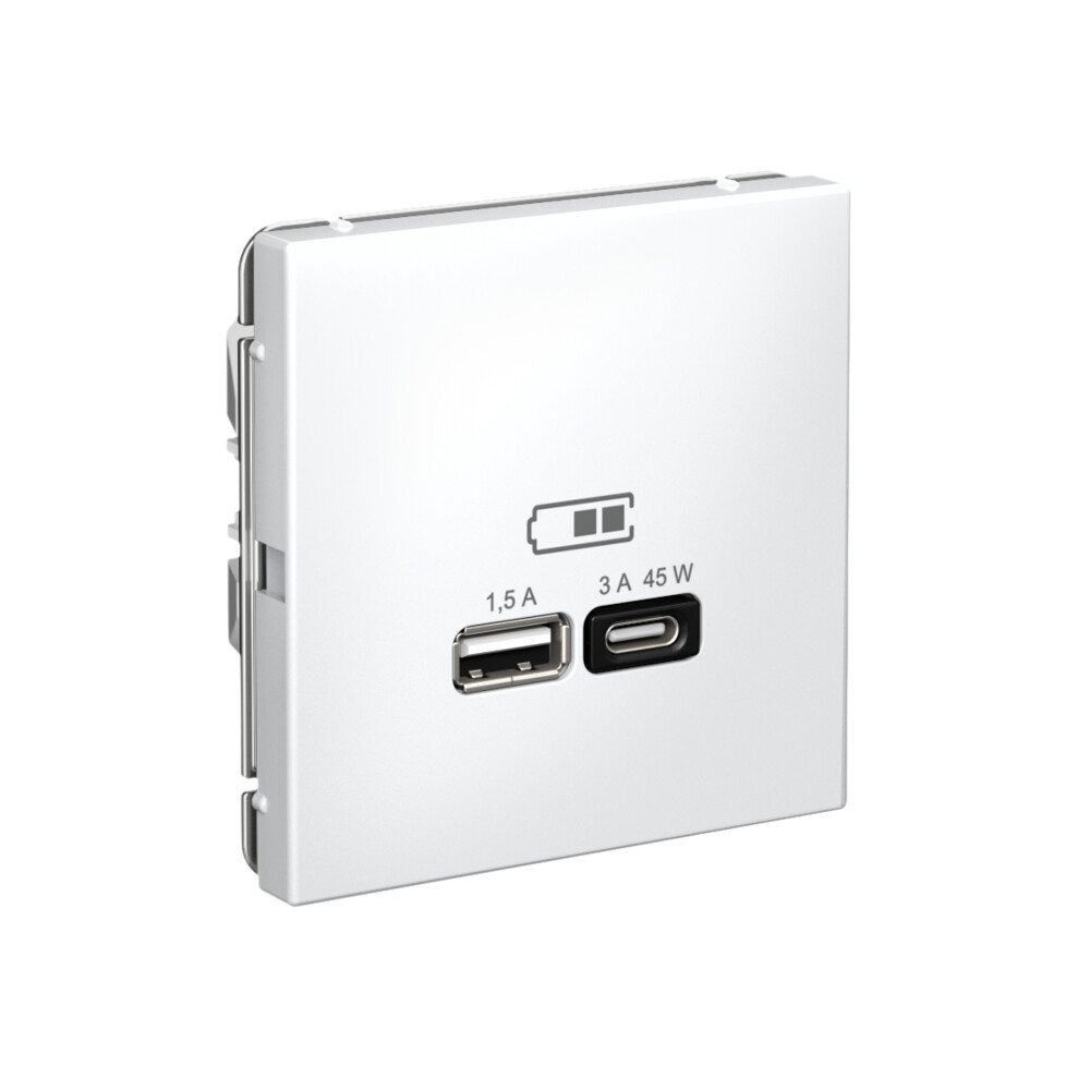 ARTGALLERY USB РОЗЕТКА A + тип-C 45Вт высокоскор.заряд. QC, PD, механизм, БЕЛЫЙ