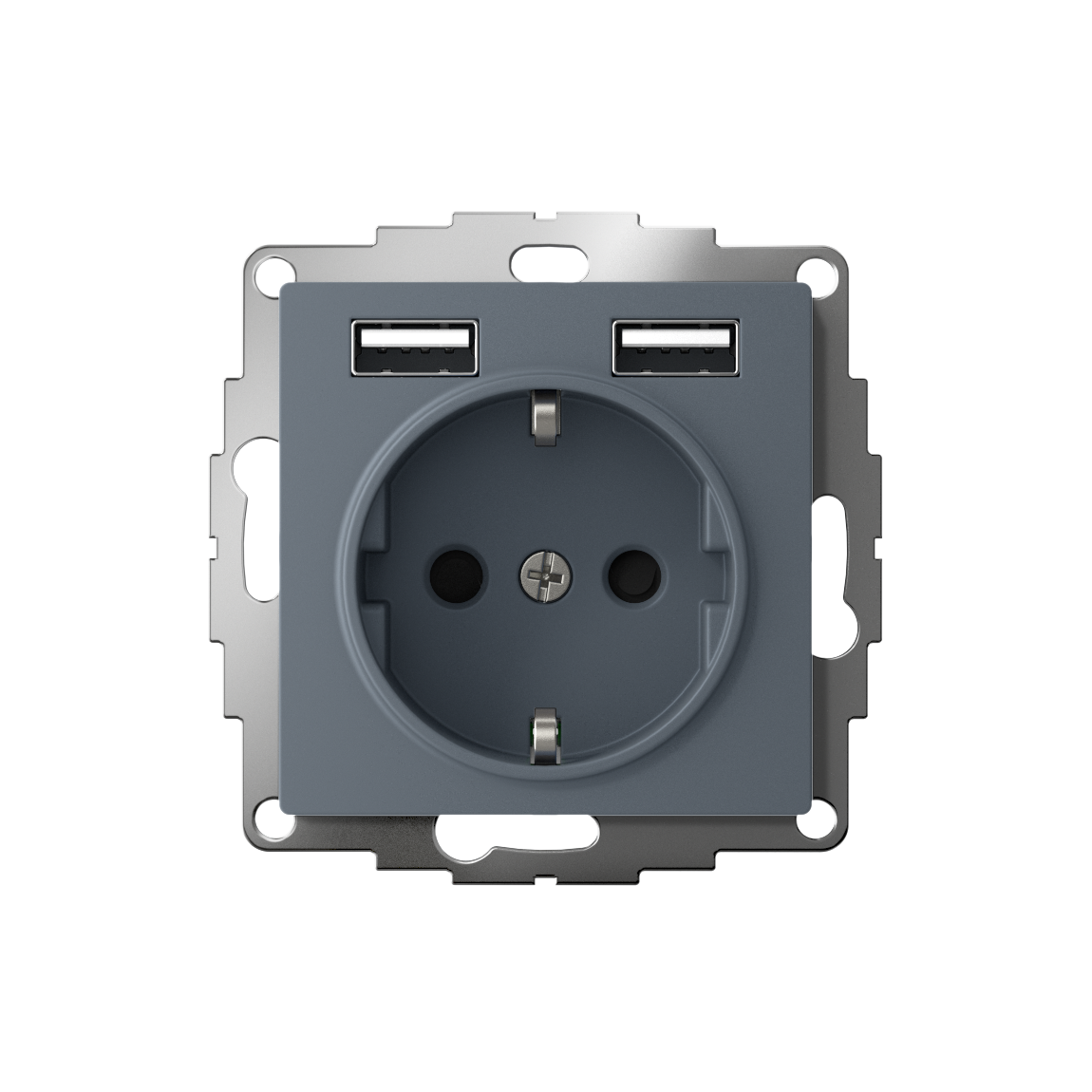 ATLASDESIGN РОЗЕТКА 16А c 2 USB A+A, 5В/2,4А, 2х5В/1,2А, механизм, ГРИФЕЛЬ