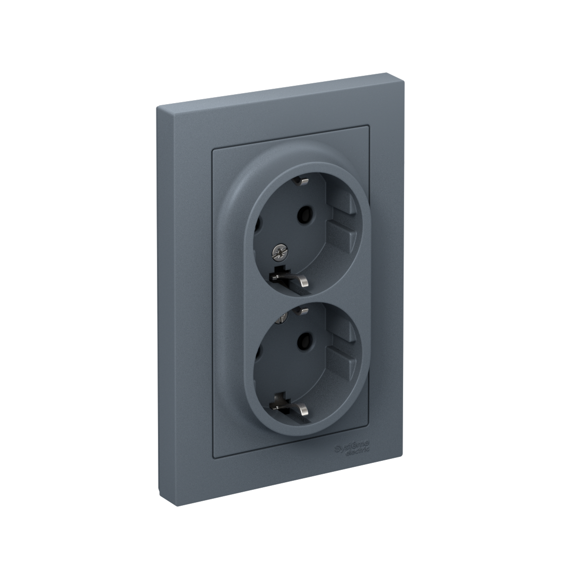ATLASDESIGN РОЗЕТКА двойная с заземлением без шторок, 16А, в сборе, ГРИФЕЛЬ