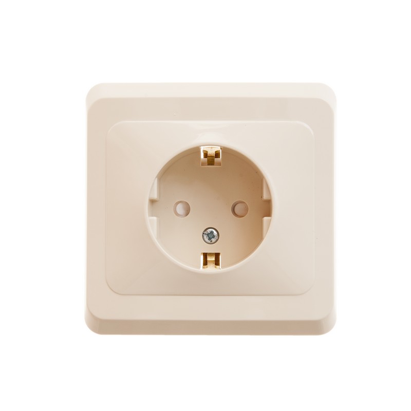 ЭТЮД С/У РОЗЕТКА с заземлением со шторками, 16А 250B, КРЕМОВЫЙ