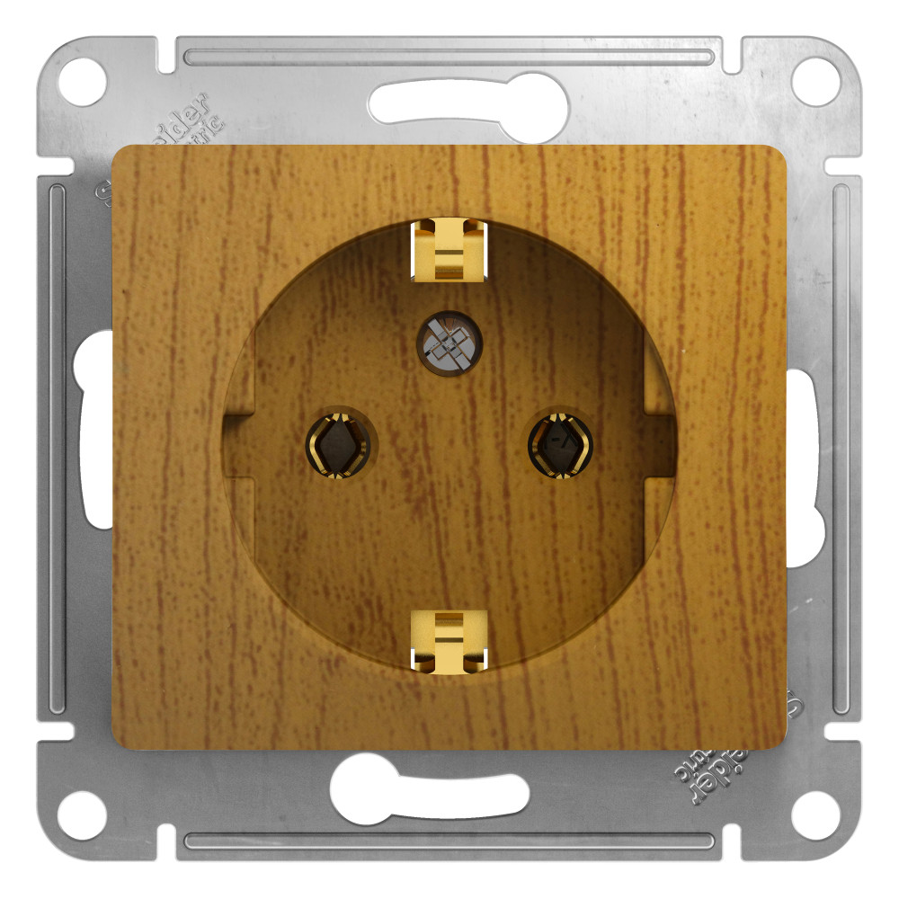 GLOSSA РОЗЕТКА с заземлением без шторок, 16А, механизм, ДУБ