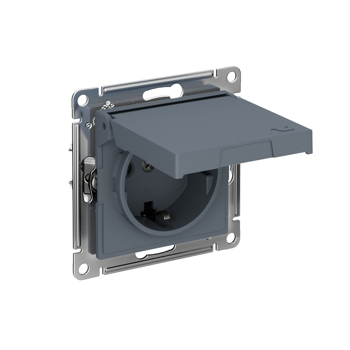 ATLASDESIGN РОЗЕТКА с заземлением со шторками с крышкой,16А,IP20, мех.,быстрозажим. клем., ГРИФЕЛЬ