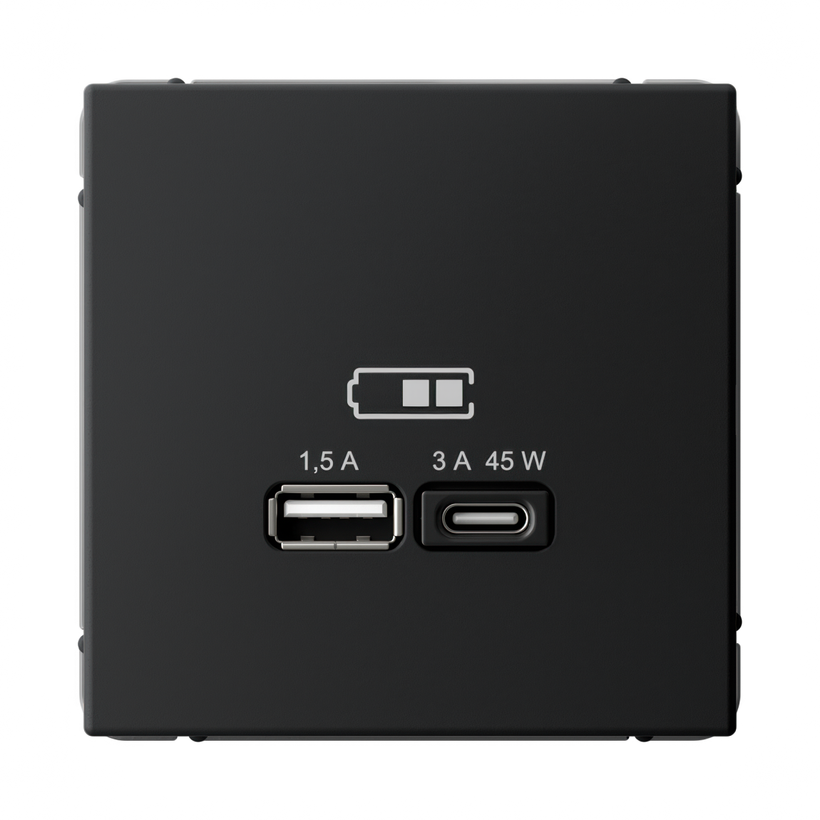 ARTGALLERY USB РОЗЕТКА A + тип-C 45Вт высокоскор.заряд. QC, PD, механизм, КАРБОН