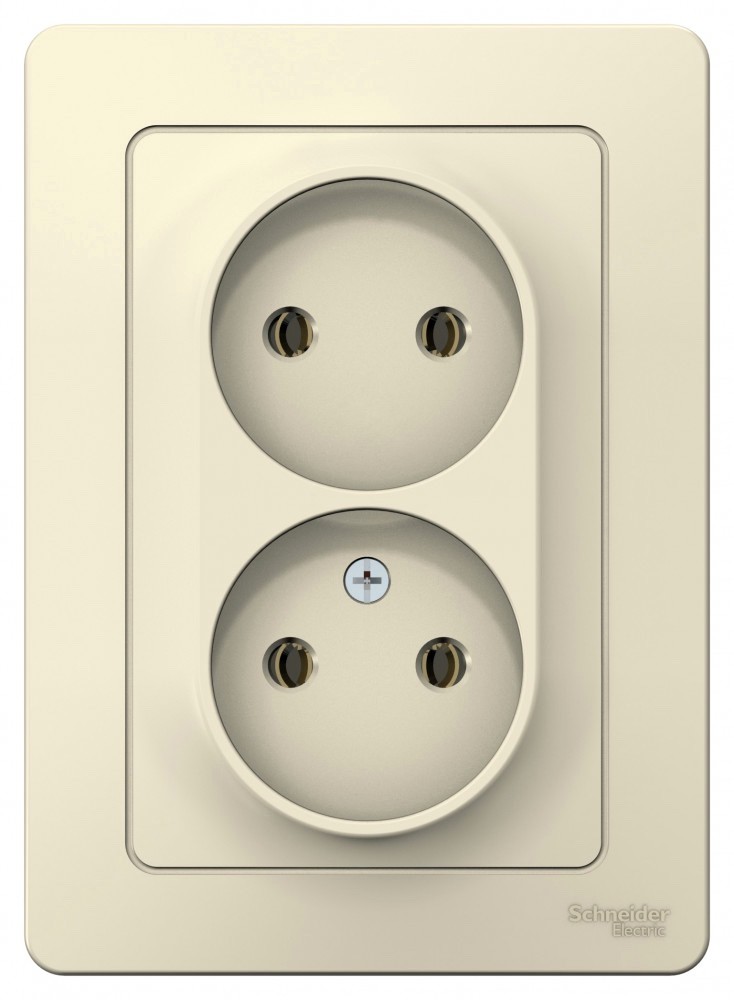 BLANCA С/У РОЗЕТКА двойная без заземления без шторок, 16А, 250В, МОЛОЧНЫЙ