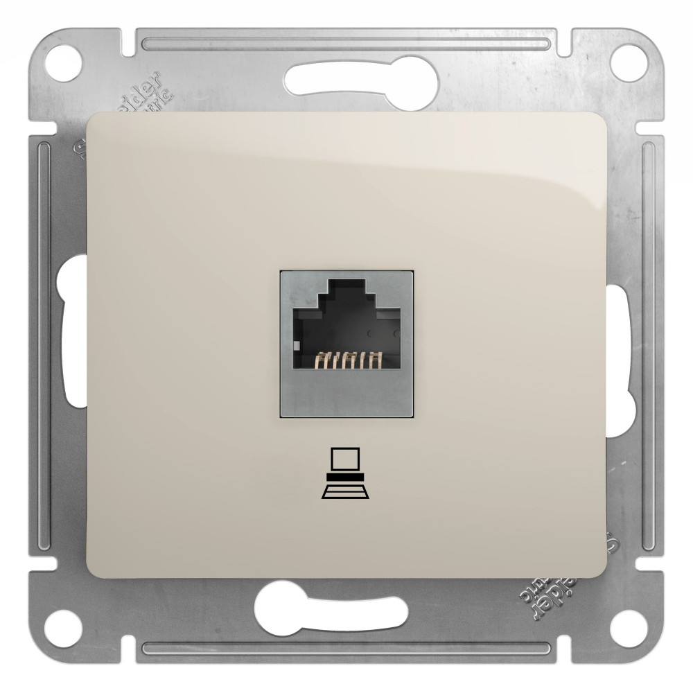 GLOSSA РОЗЕТКА компьютерная RJ45 кат. 5e, механизм, МОЛОЧНЫЙ