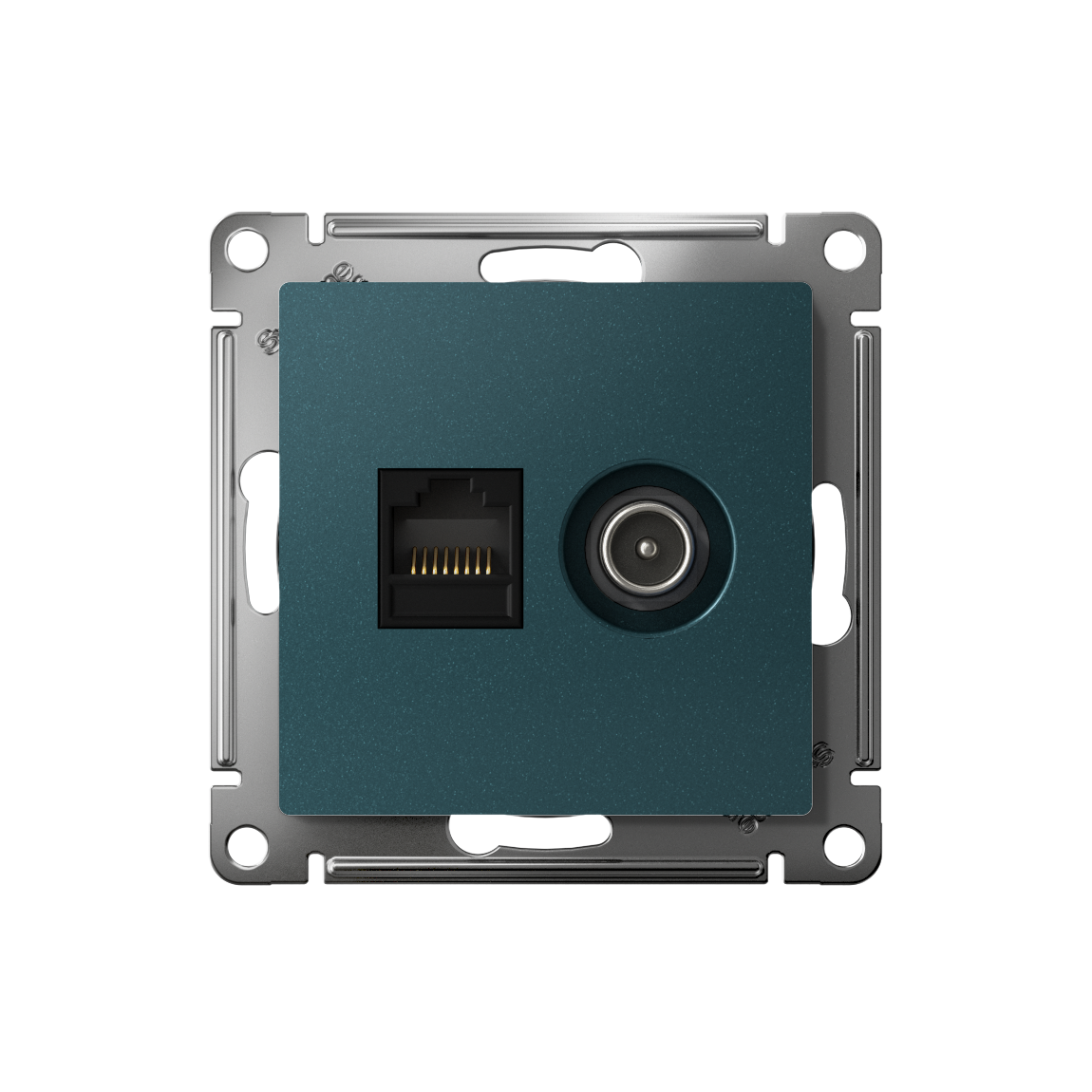 ATLASDESIGN РОЗЕТКА двойная ТВ + компьютерная RJ45 кат. 5e, механизм, ИЗУМРУД