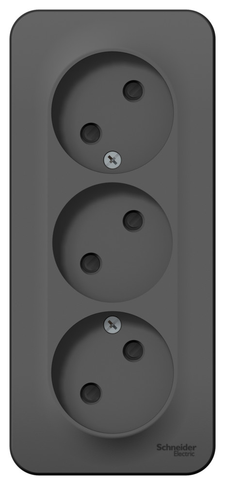 BLANCA О/У РОЗЕТКА 3-я без заземления со шторками, ИЗОЛ.ПЛ., 16А, 250В, АНТРАЦИТ
