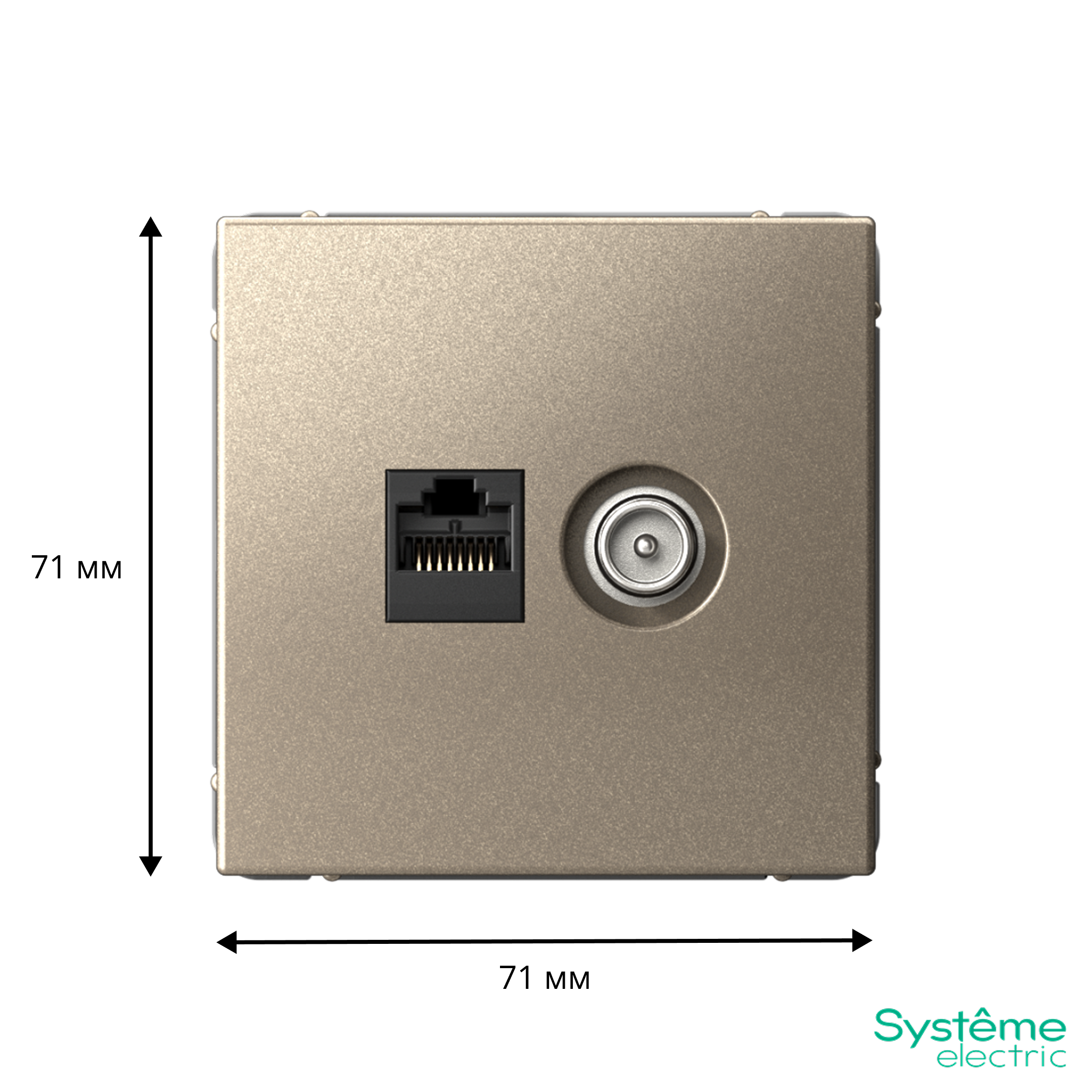 ARTGALLERY РОЗЕТКА двойная ТВ + компьютерная RJ45, кат. 5Е, ШАМПАНЬ