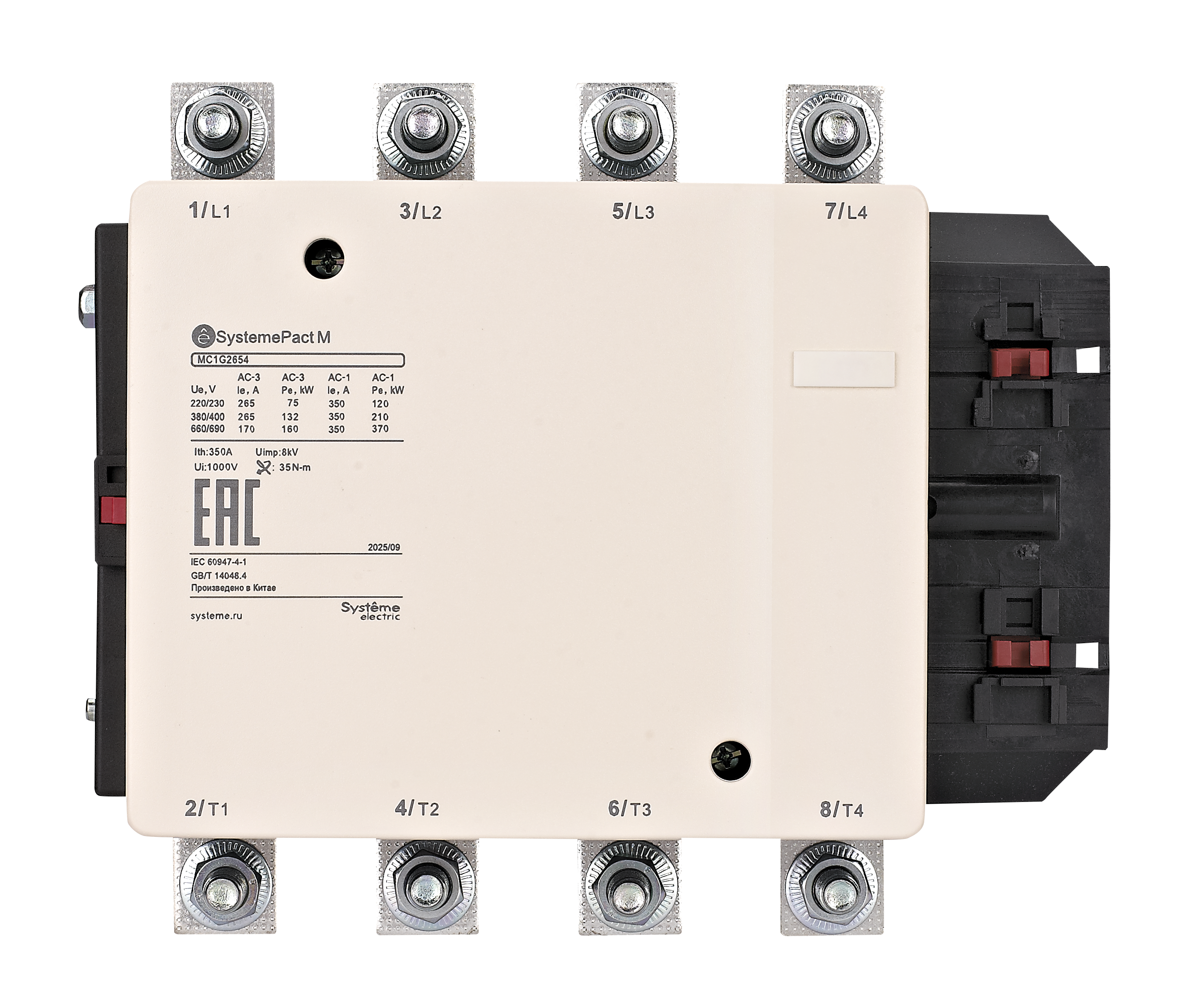 КОНТАКТОР MC1G 4P (4НО) AC1 350A 110В 50/60ГЦ