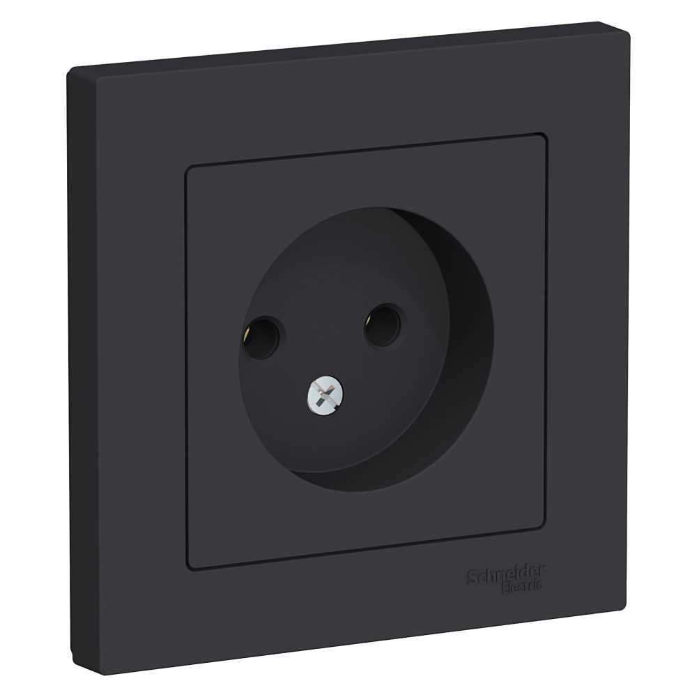 ATLASDESIGN РОЗЕТКА без заземления без шторок, 16А, в сборе, КАРБОН