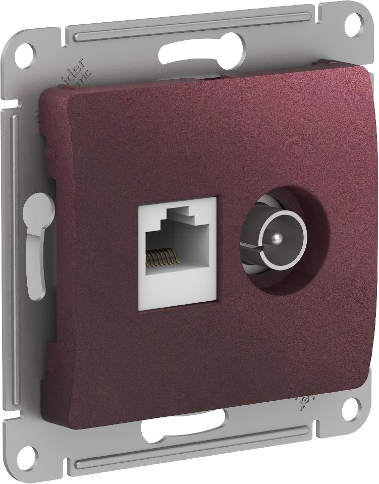 РОЗЕТКА ТВ+RJ45 кат.5Е,БАКЛАЖАНОВЫЙ